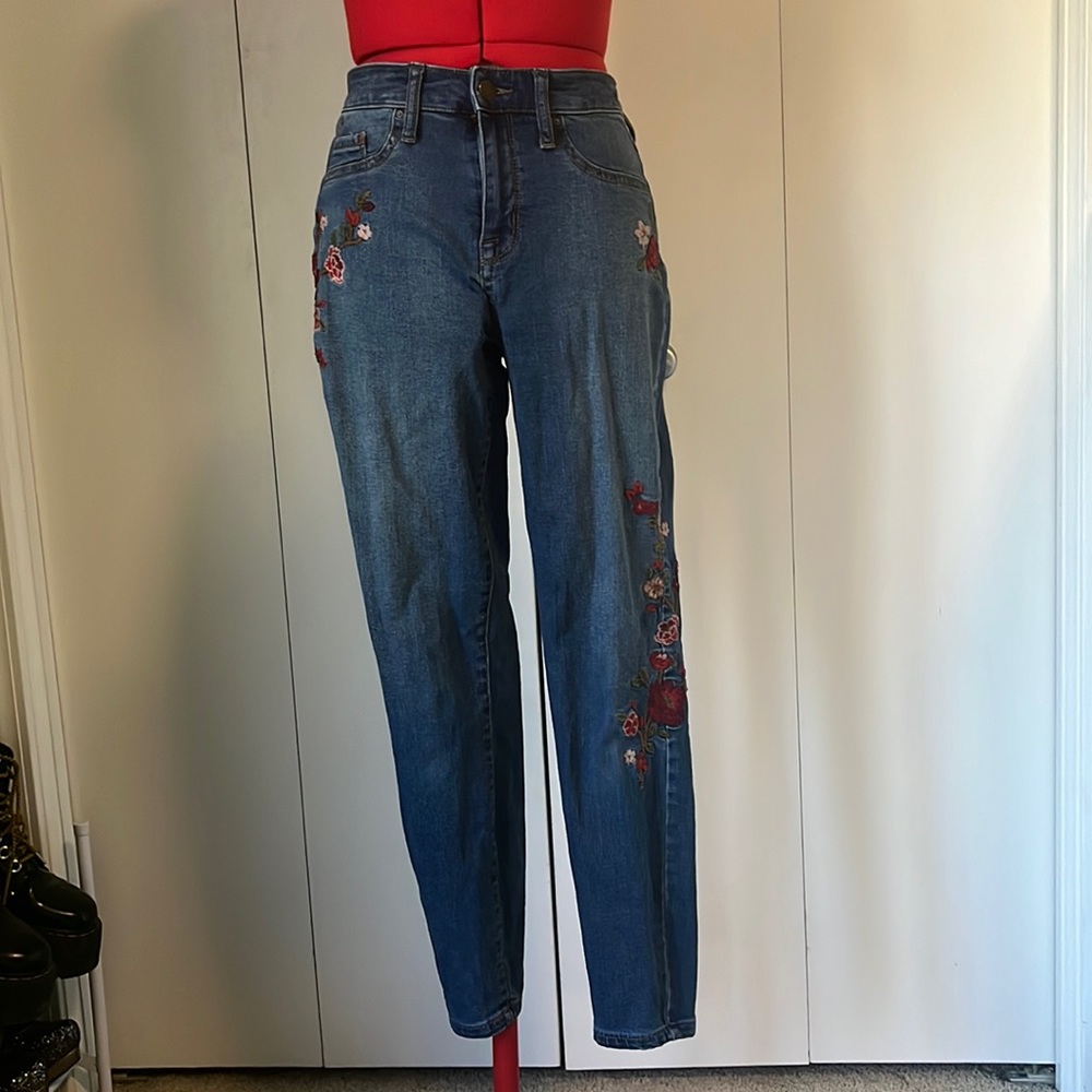 Floral high rise denim jeggings